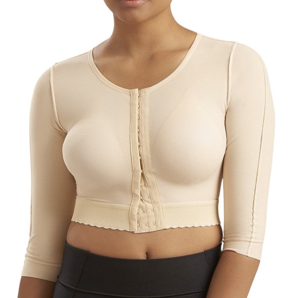 Marena Sz L Compression Garment Post Surgical Vest 3/4 Sleeve Style GFVM Beige